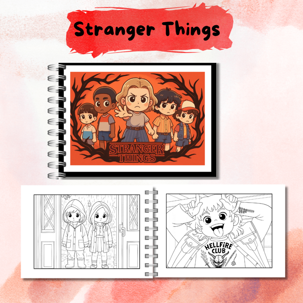 Livro de Colorir Inspirado em Stranger Things A5 Capa Dura 180g Acompanha Acetato em Oferta na Shopee