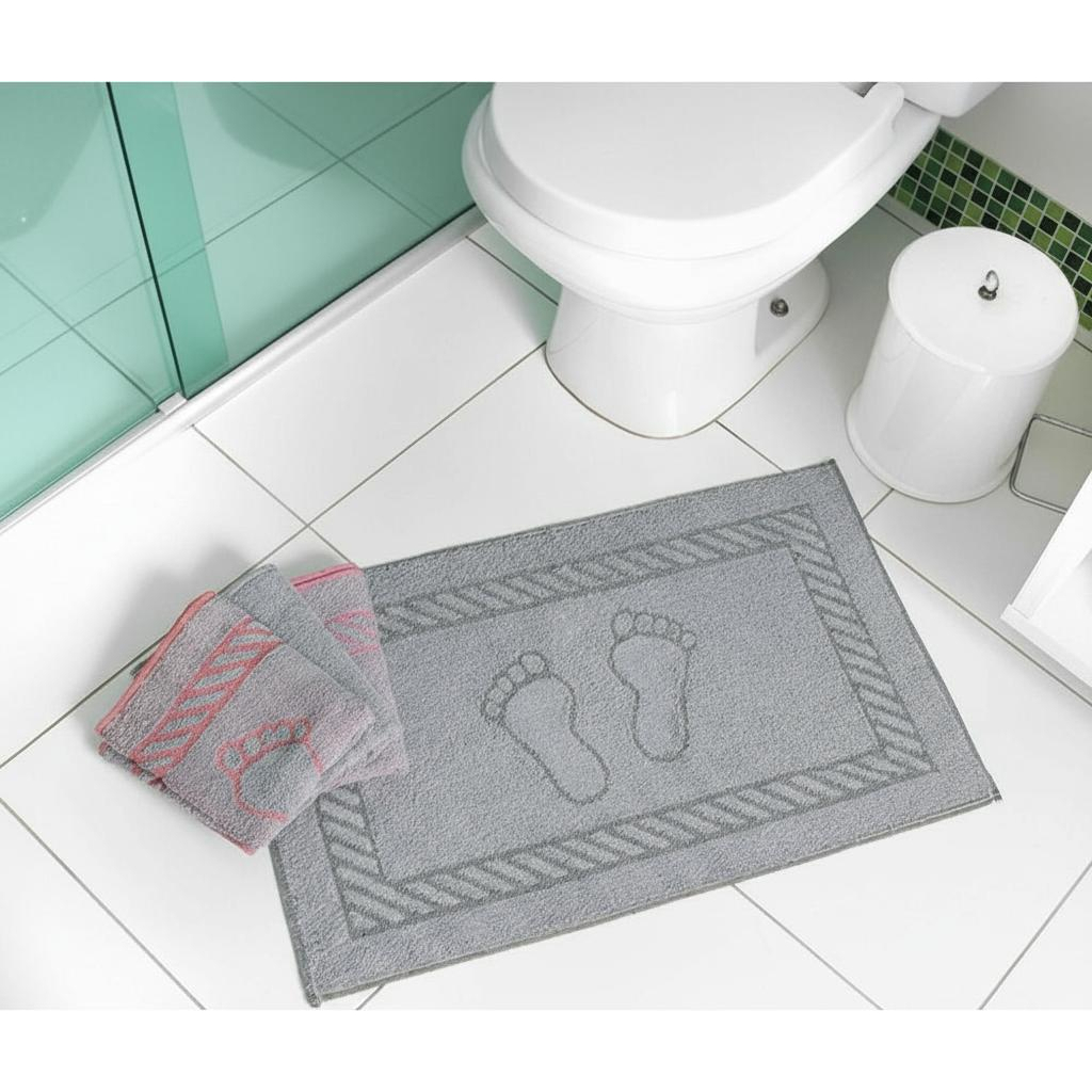 Kit 05 Toalha De Piso Jaquard Pezinho 43x60cm Banheiro