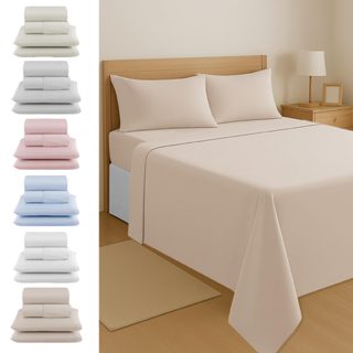 Jogo de Cama Lençol 4 Peças King Size Liso 100% Algodão 200 Fios Aveludado Macio com Elástico em Oferta na Shopee