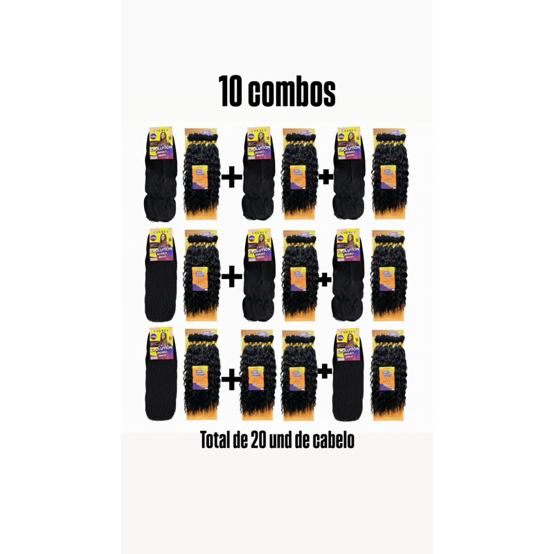 10 COMBOS ATACADO  Maya Bio organico, jumbo + cachos TOTAL DE 20 UND DE CABELO