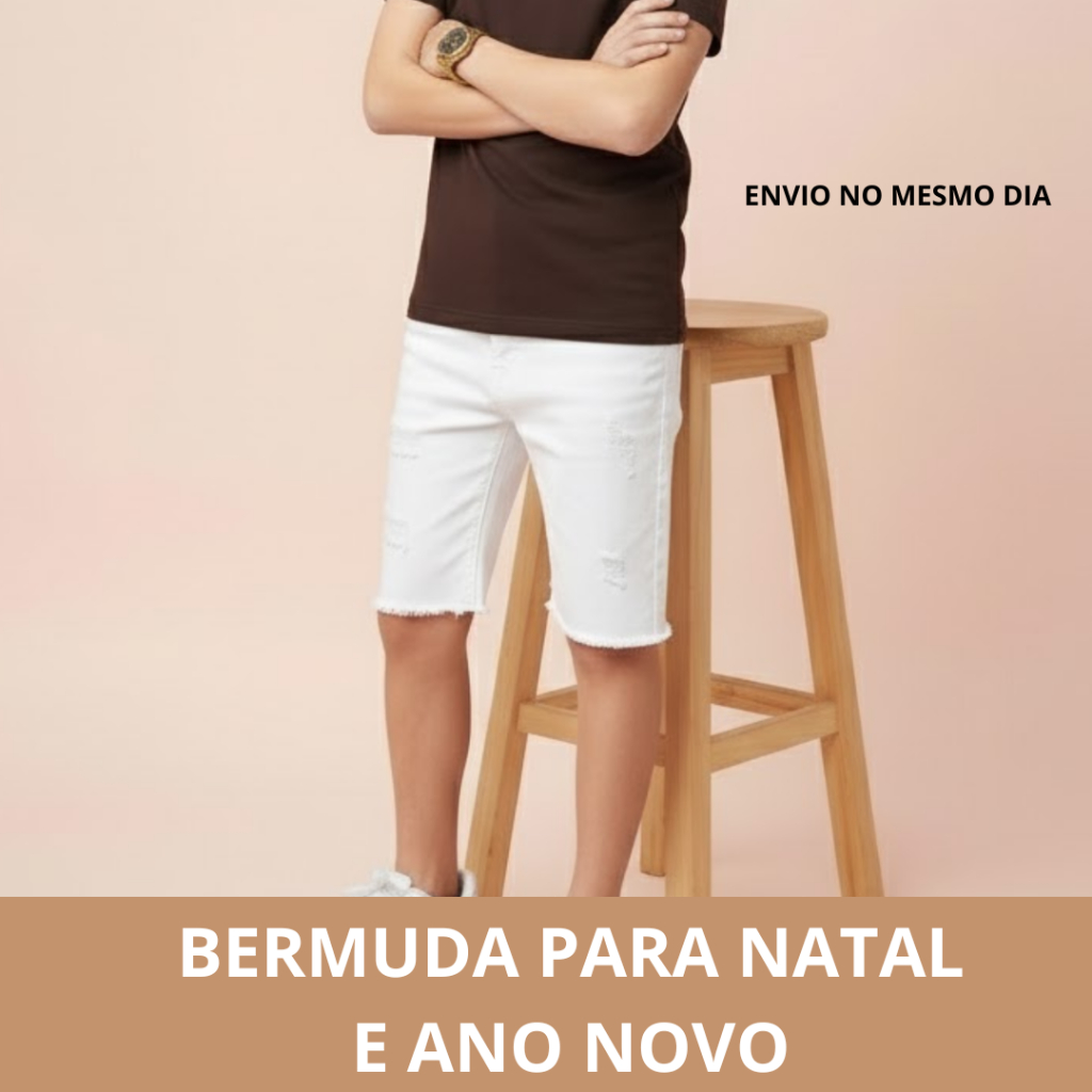 Bermuda Jeans rasgada masculina infantil juvenil da moda 2 ao 16