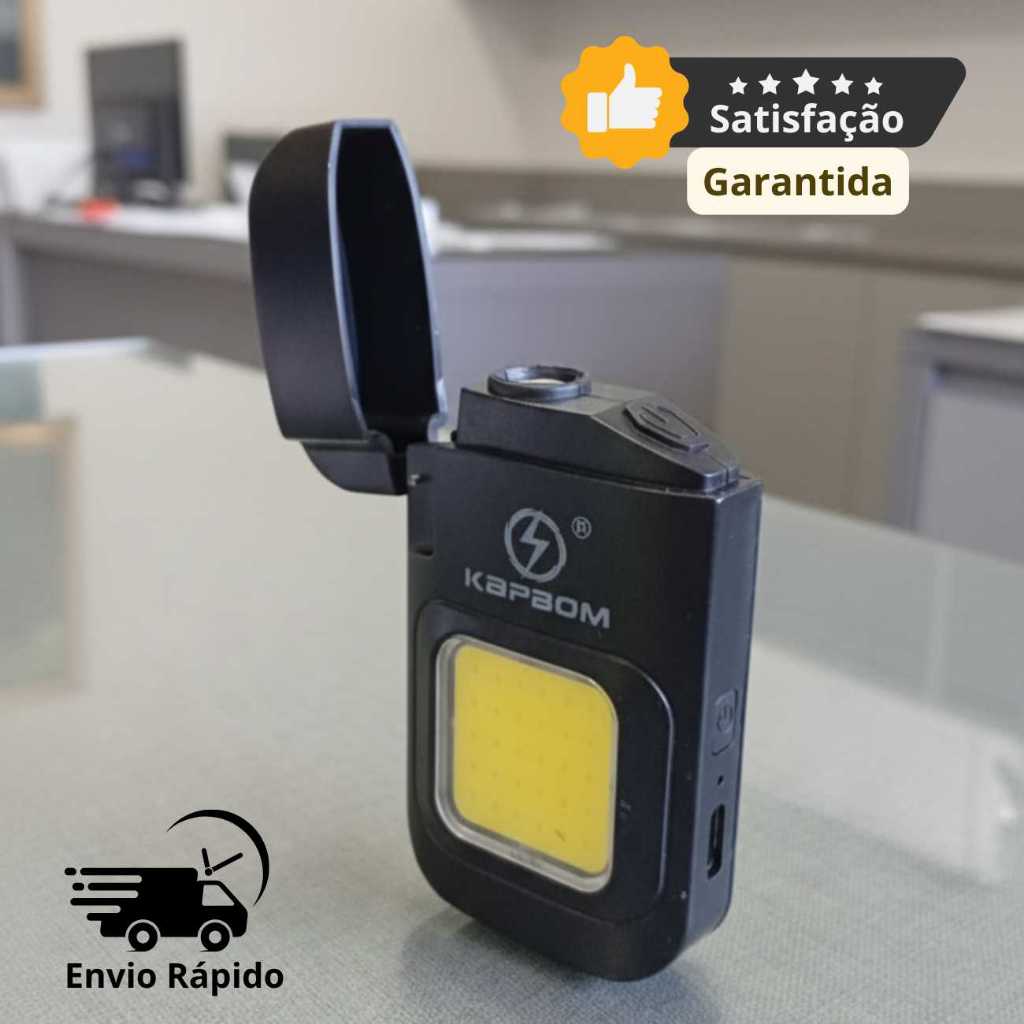Isqueiro Elétrico Lanterna Plasma Duplo Recarregável LED Anti Vento