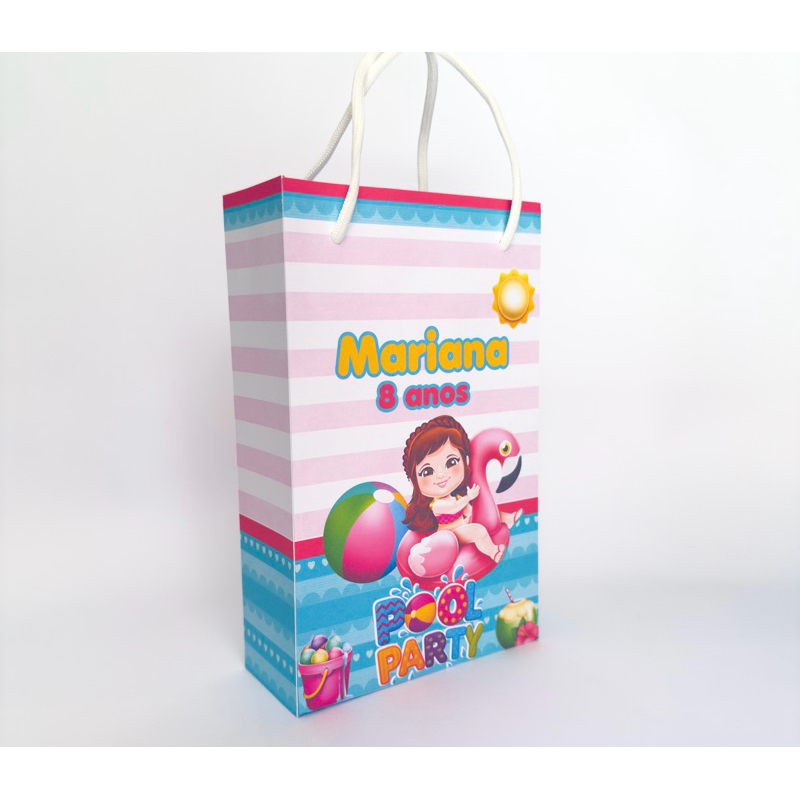 Sacolinha lembrancinha | Sacolinha surpresa | Sacolinha personalizada Pool party Menina