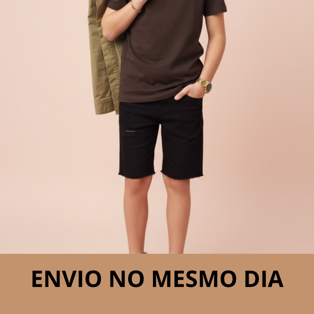 Bermuda Jeans rasgada infantil masculina juvenil de menino 2 ao 16