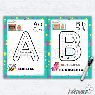 ALFABETO ESPECIAL COORDENAÇÃO MOTORA COMPLETO PLASTIFICADO (COM CANETA) em Oferta na Shopee