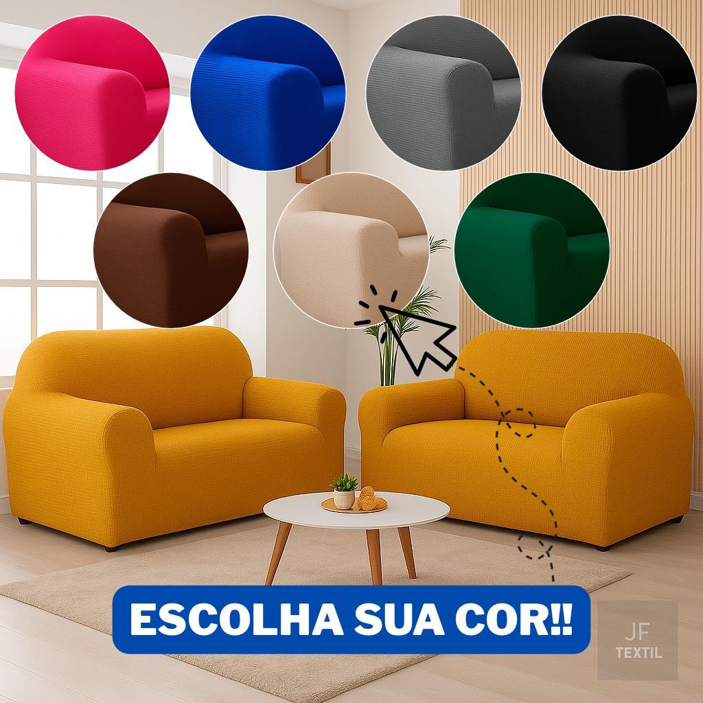 Detalhes do Capa Para Sofá 3 Lugares Coladinha Malha Gel
