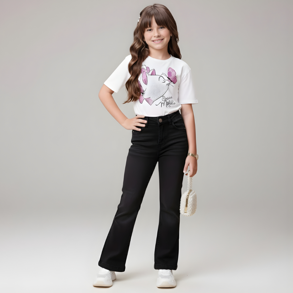 Calça Jeans Infantil Menina - Calça da moda Flare