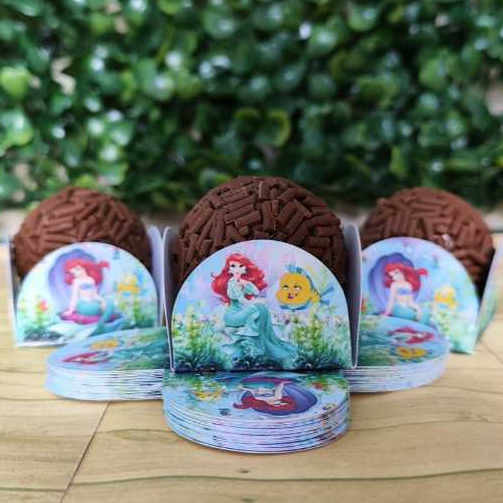200 Forminhas de Doce Brigadeiro Personalizadas no Tema ARIEL A PEQUENA SEREIA 4 Pétalas Festa, Aniversário
