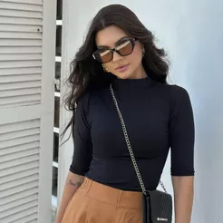 Blusa Feminina Manga 7/8 Gola Média Trabalho Confortável Versátil