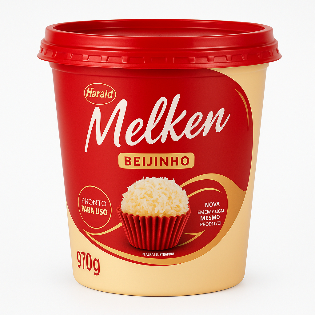 Beijinho Pronto Profissional Melken Sabor Coco 970g Harald em Oferta na Shopee
