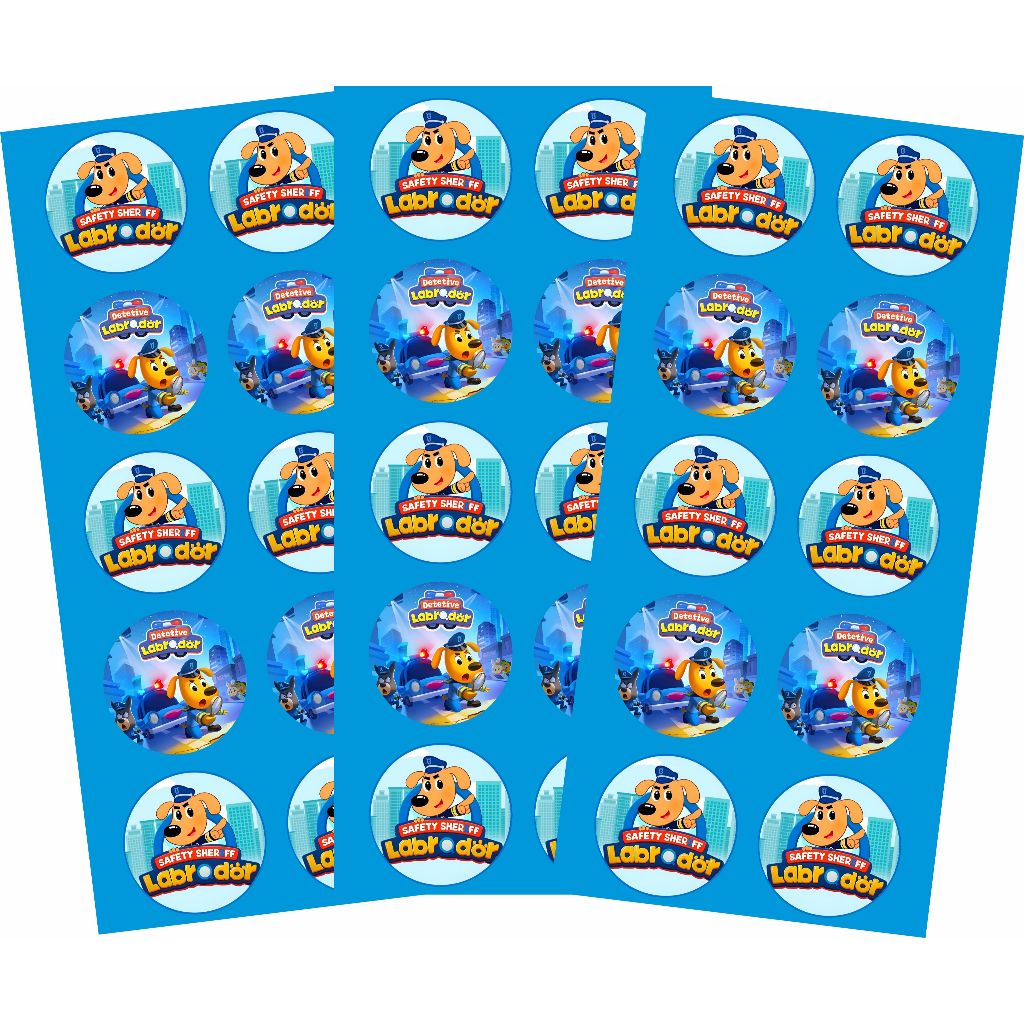 KIT 3 CARTELA DE ADESIVOS PARA FESTA - DETETIVE LABRADOR em Oferta na Shopee