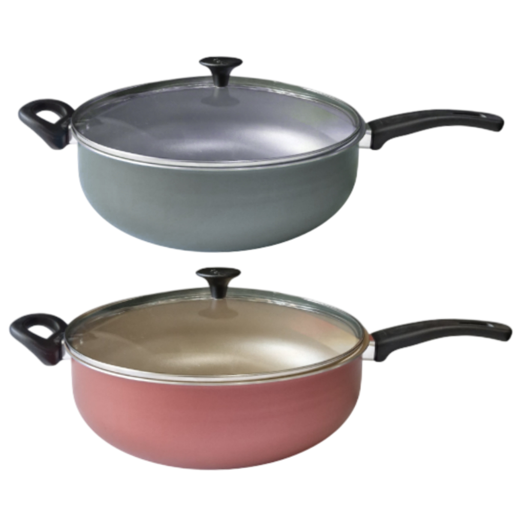 Frigideira Wok 30cm 5,5L Tampa de Vidro - Alumbella