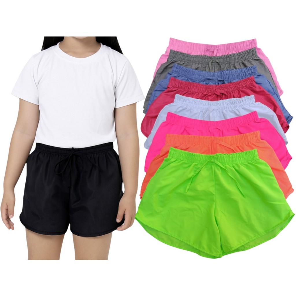 Kit 2 Short Tactel Infantil Juvenil Menina Moda Praia Tecido Leve Clube e Parque em Oferta na Shopee
