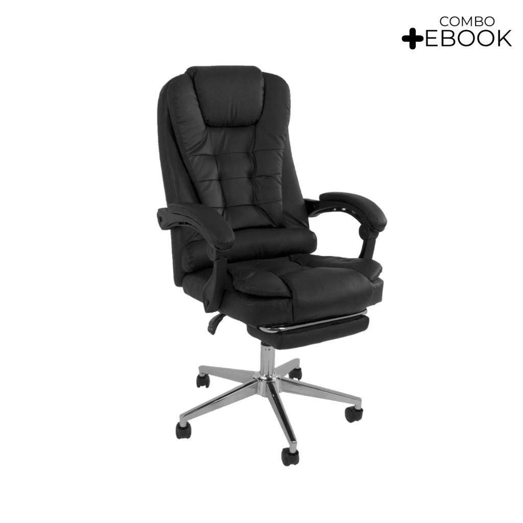 Cadeira De Escritorio Presidente Oficial Ergonomica Apoio Para Pés