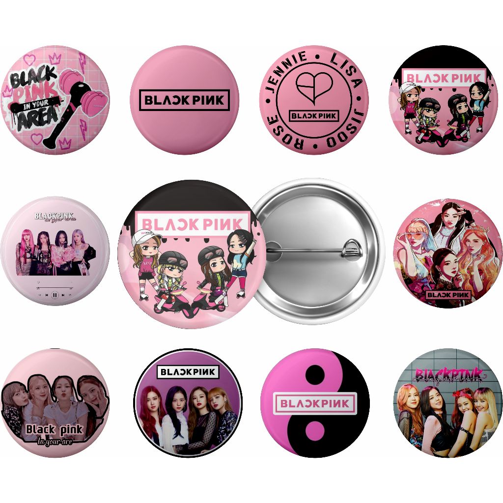 Kit 10 Botton Black Pink Broches Personalizados 3,5cm em Oferta na Shopee