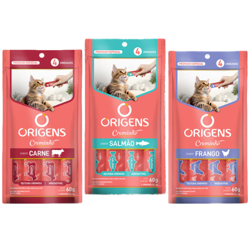 4 unidades de Petisco para Gatos Origens Creminho tipo truly Churu em Oferta na Shopee