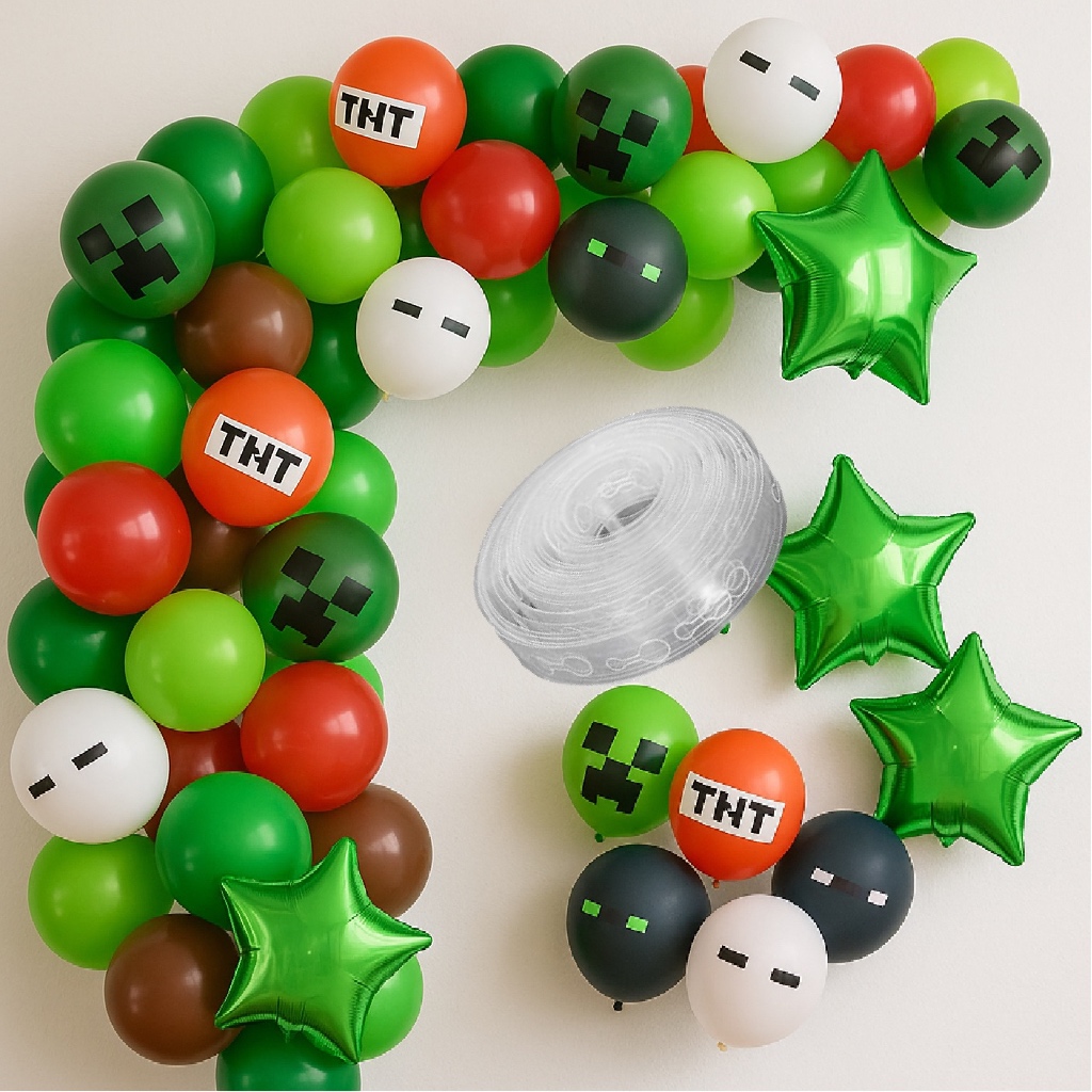 Kit Balão Bexiga Mine Pixel Craft - Fácil De Montar