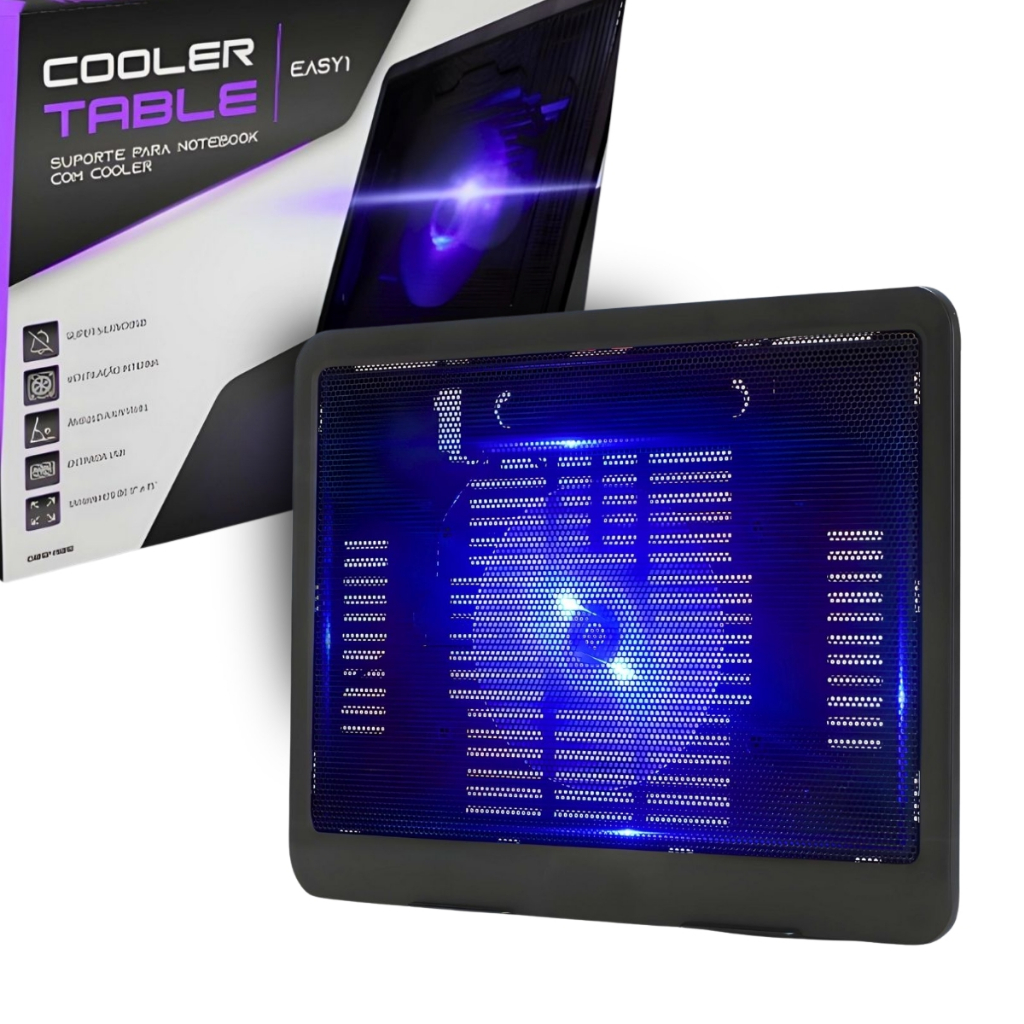 Suporte para Notebook com Cooler e LED Base Refrigerada USB Easy1 9" a 15" MBTech