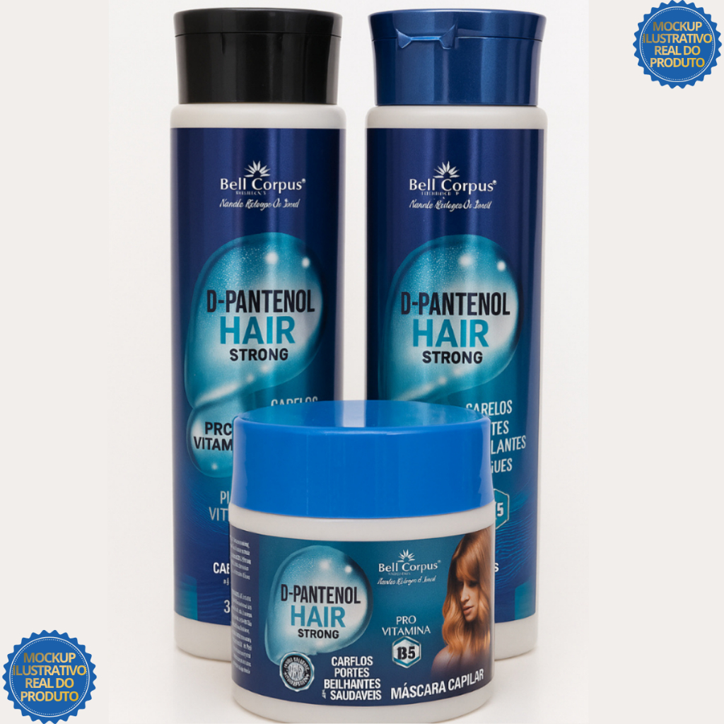 Kit Tratamento Capilar Regenerador DPantenol Shampoo Condicionador Máscara de Hidratação BellCorpus