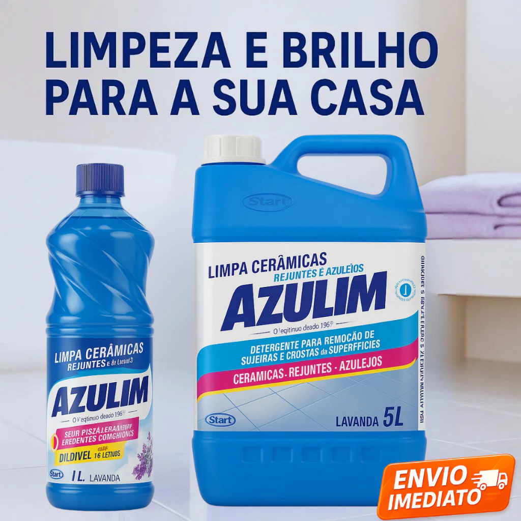 Limpa Cerâmicas Azulejos e Rejuntes AZULIM Lavanda Tira manchas 1L e 5L — imagem 1