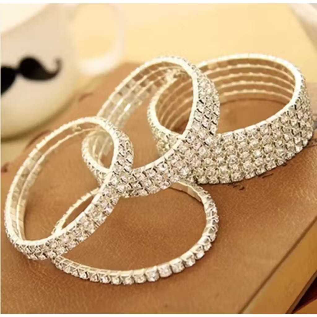 Pulseira De Strass Para Festa/Casamento Delicada Prata e Dourado em Oferta na Shopee