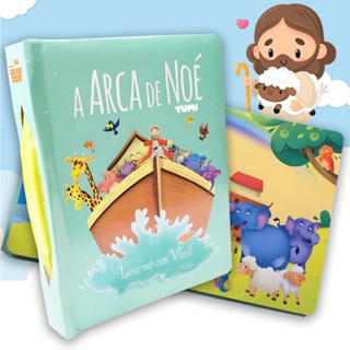Mini Livro Com Alça A Arca De Noé Capa Almofadada Histórias Ilustradas Livro Bíblia Da Criança em Oferta na Shopee