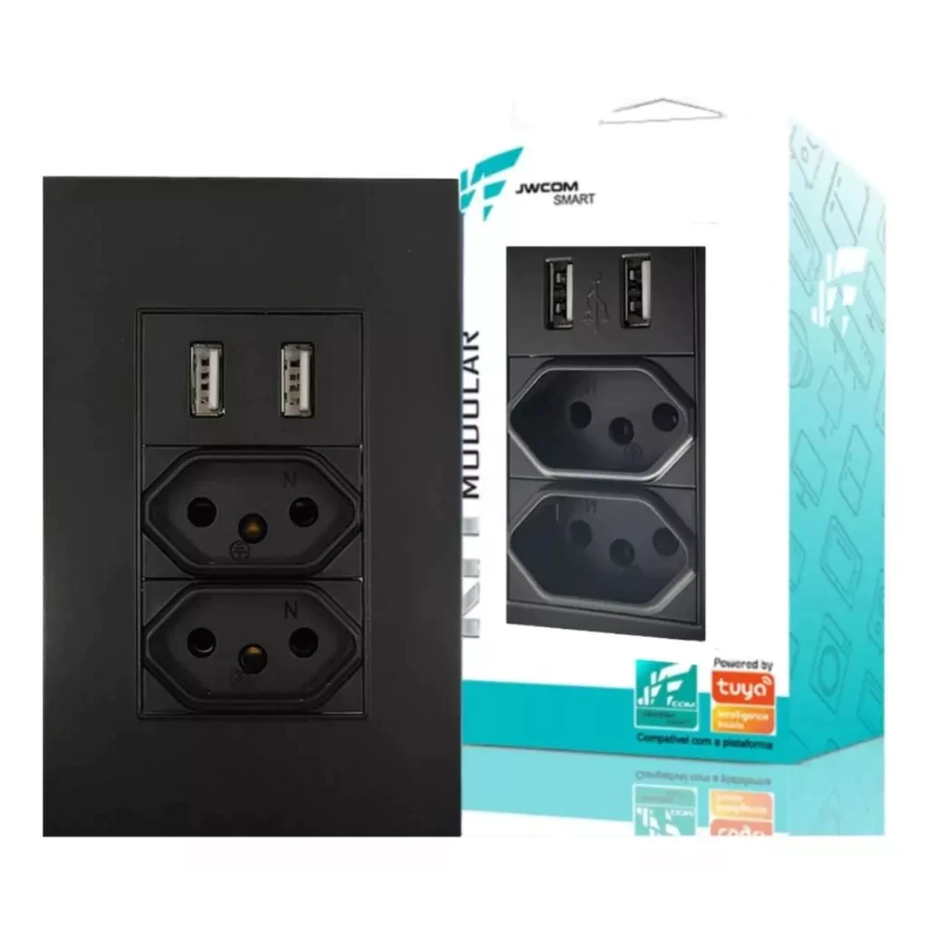 Tomada De Parede Universal Com USB 2.1A 4x2 Carregue Sem Adaptador Novidade