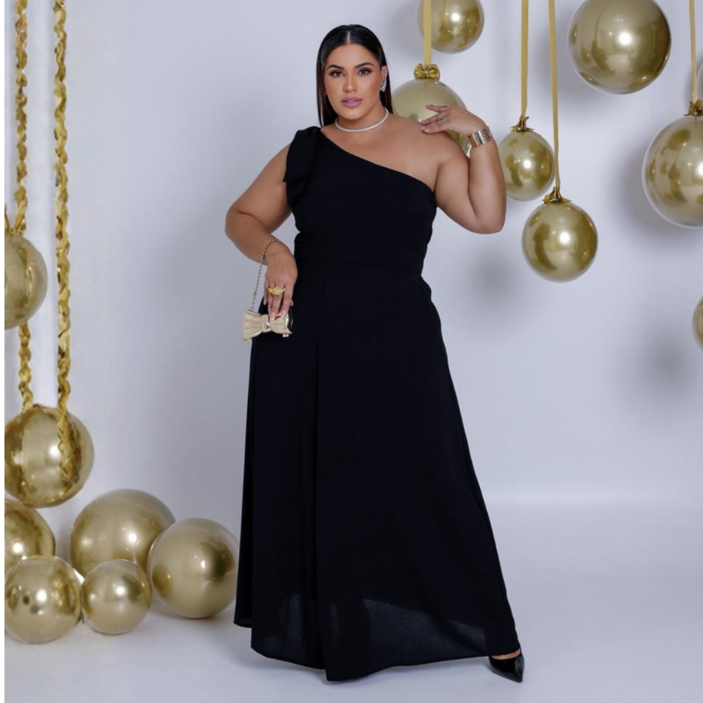 Vestido Longo Plus Size De Um Ombro Só Elegância festa