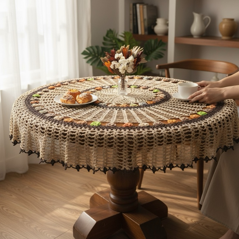 Toalha De Mesa Redonda Primavera Tons De Inverno 1,40m Artesanal em Oferta na Shopee