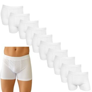 Kit 10 Cuecas Boxer Toda Branca Box Masculino Adulto Lisa em Oferta na Shopee