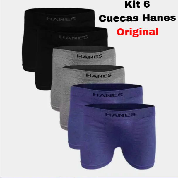 Kit 6 Cuecas Boxer Algodão Hanes (Zorba) Sortidas Dia a Dia