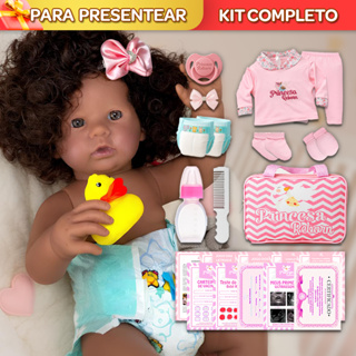 Boneca Bebê Reborn Silicone Negra Pode Dar Banho + Itens Bolsa em Oferta na Shopee