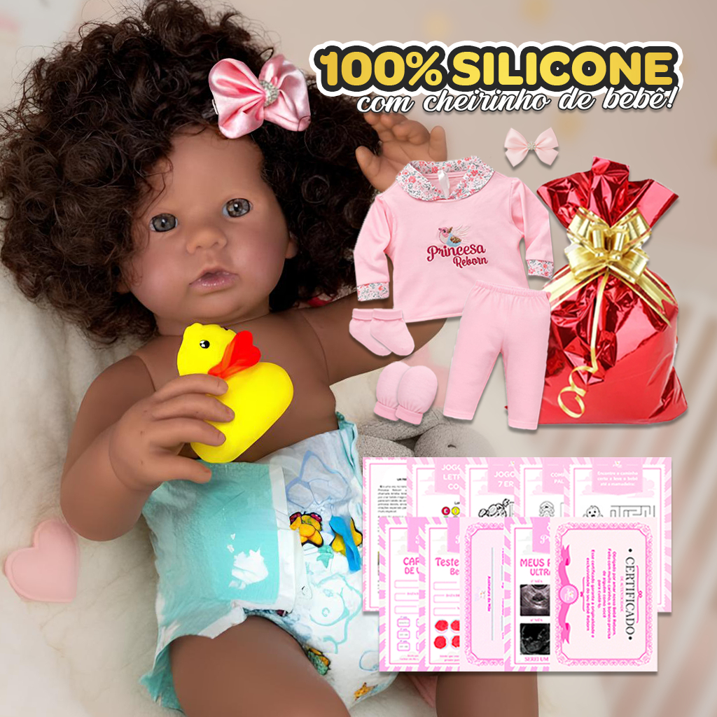 Bebe Reborn Negra Realista Siliconada Pode Banho Envio Imediato