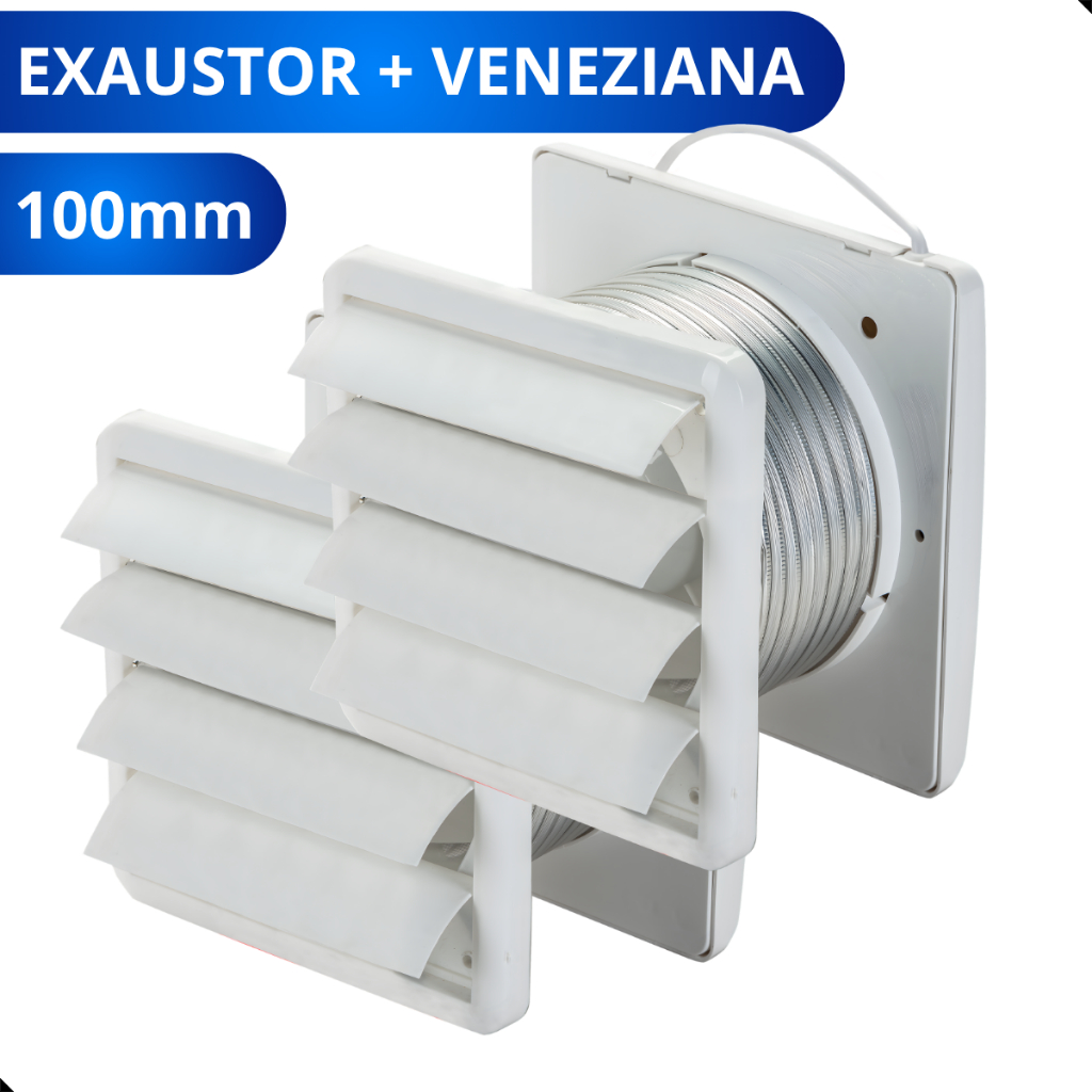 Exaustor De Banheiro 10cm 100mm Ventisol Bivolt Kit Veneziana Grade Anti Insetos Silencioso
