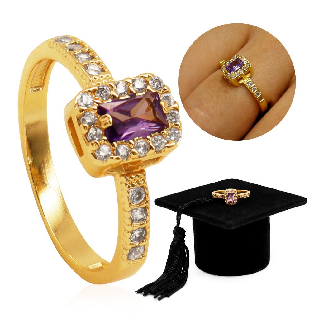 Anel De Formatura Feminino Em Moeda Antiga Banhado A Ouro 18k - Serviço Social (Capelo) Wide