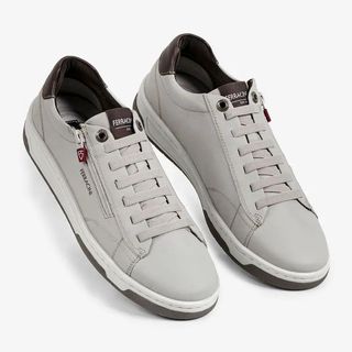 Sapatênis Masculino Couro Ferracini Casual  Zíper Lateral Calce Fácil Vox Gelo 8052-617C
