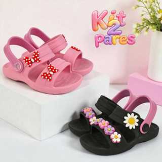 Kit 2 Pares Sandália Papete Infantil Menina Leve Macio Confortável Para o Dia a Dia em Oferta na Shopee