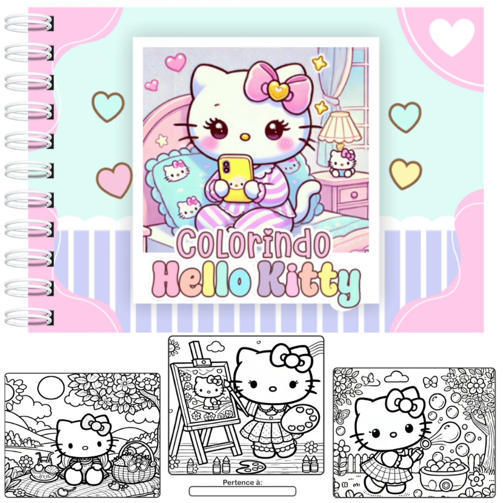 Livro de Colorir Hello Kitty Capa Dura A5 50 Páginas Folhas 180g + Acetato em Oferta na Shopee