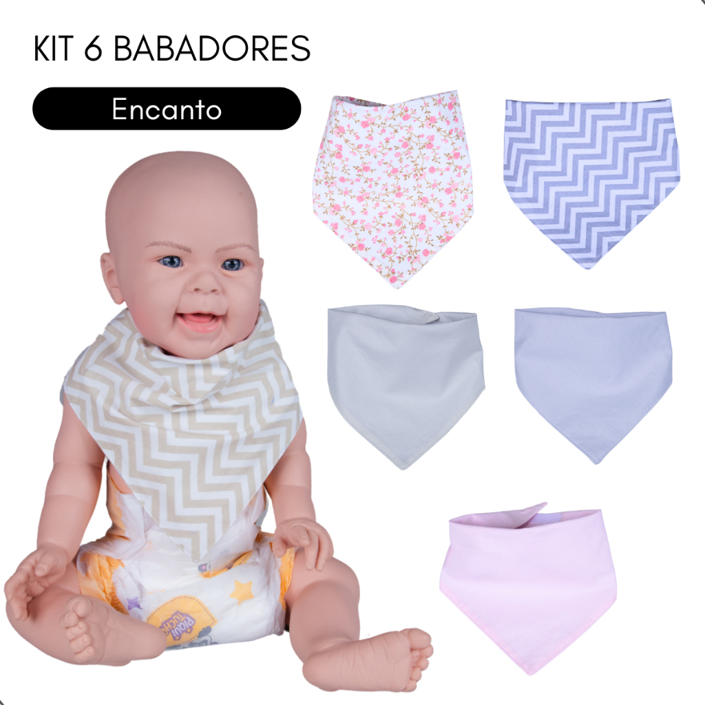 Kit 6 Babador Impermeável Bebê Menina Menino 100% Algodão