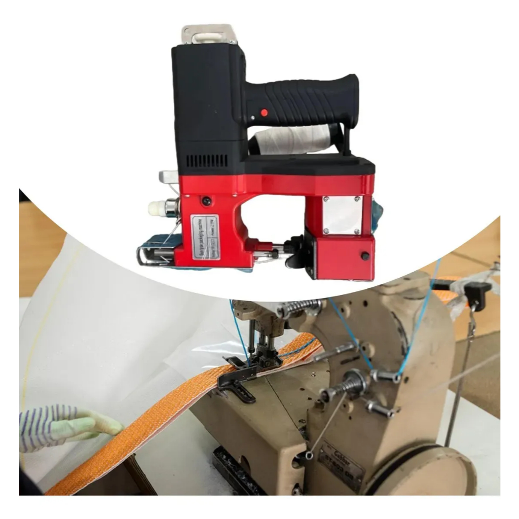 Máquina de Costura Elétrica Portátil para Sacaria Automática Bateria Longa Duração Corte de Linha