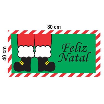 Tapete Capacho Clima Natalino Feliz Natal Com as Botas do Papai Noel 80X40 cm V. Bandeira.