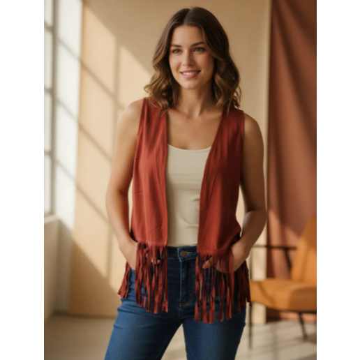 Colete Feminino Com Franja /  Colete Country Feminino /  Colete Com Franja em Oferta na Shopee