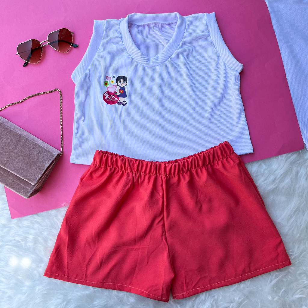 Conjunto Infantil Juvenil Menina blusa ribana e short confortável moda blogueira roupa de criança