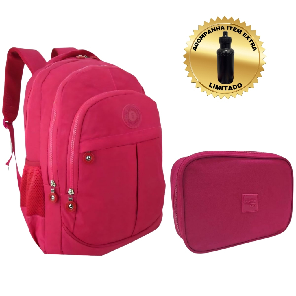 Kit Mochila Feminina com Estojo Box Impermeável Bolsa Nylon Escolar Casual em Oferta na Shopee