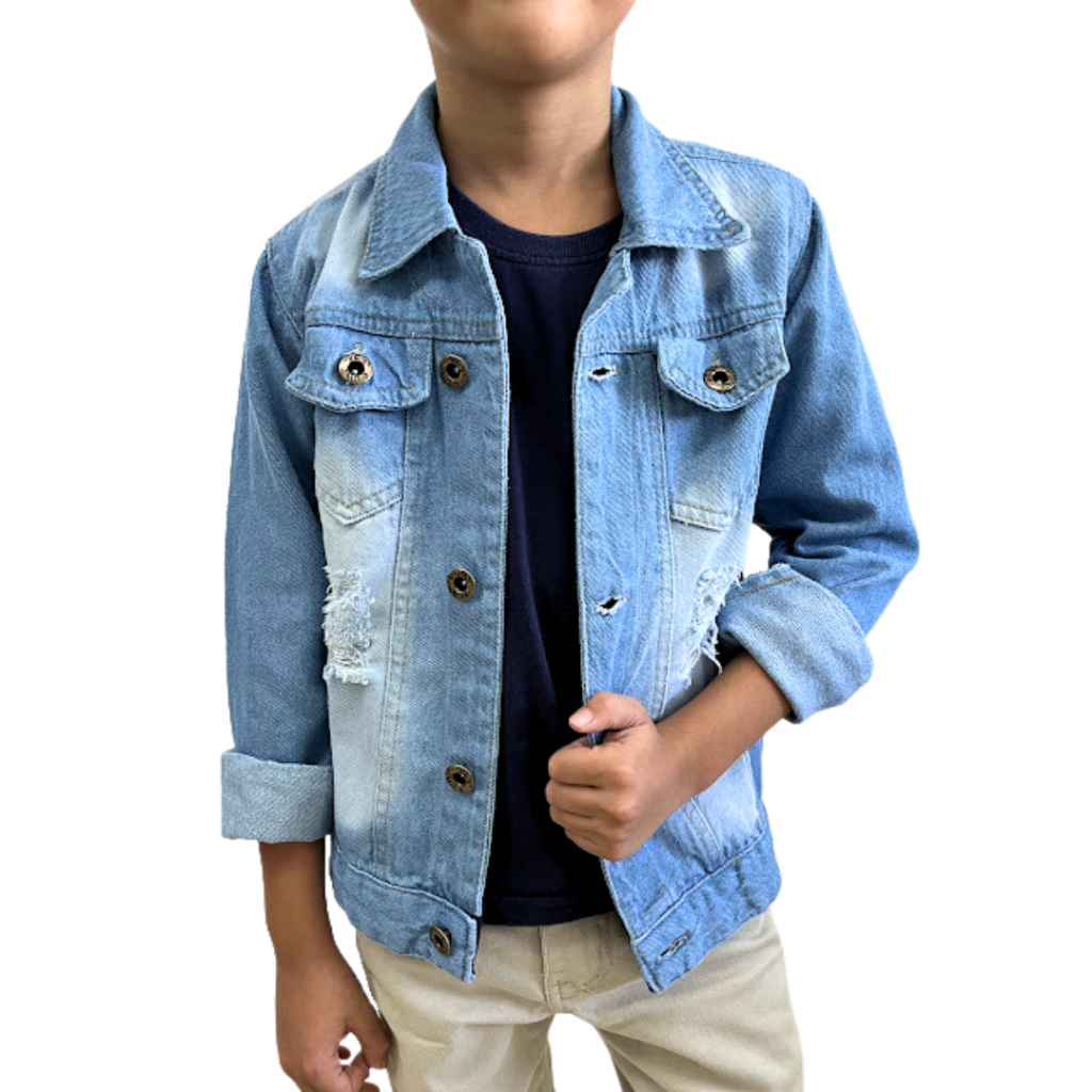 Jaqueta Jeans Casaco Menino Infantil Azul Claro em Oferta na Shopee