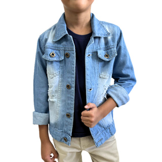 Jaqueta Jeans Casaco Menino Infantil Azul Claro em Oferta na Shopee