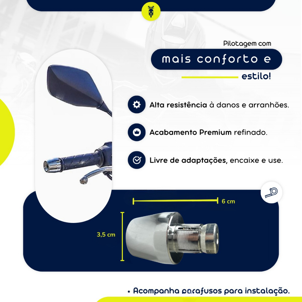 Kit Par Pesinhos Pesos Pcx Cromado Bucha Guidão Oco + Manoplas Titan Cargo Cg Fan Start 125 150 160 · foto 2