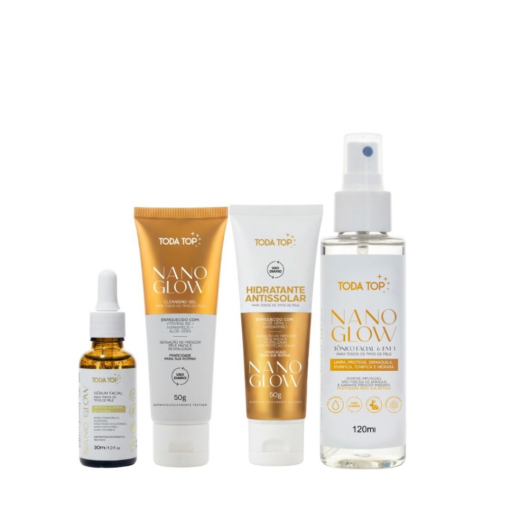 Kit Clareador Skin Care - Sérum Facial Hidratante antissolar Cleasing Gel e Tônico Facial