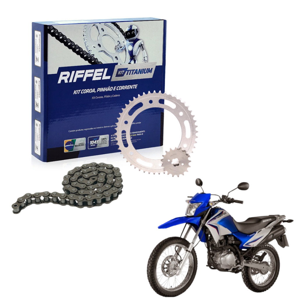 Kit Relação Transmissão Tração Honda Nxr Bros 150 2003 2004 2005 2006 2007 A 2015 Original Riffel