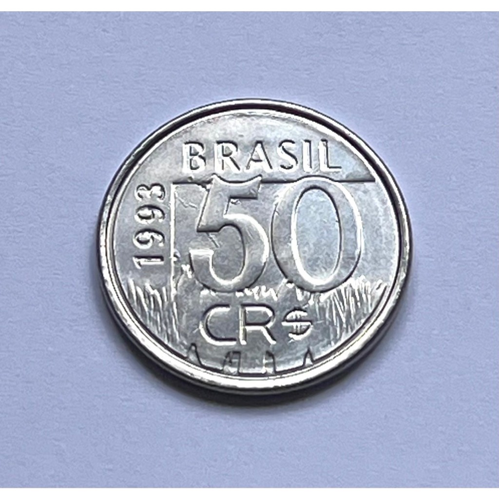 Moeda de 50 Cruzeiros Reais 1993 Soberba Aço Inoxidável da Onça Pintada. Peça de Coleção Escassa